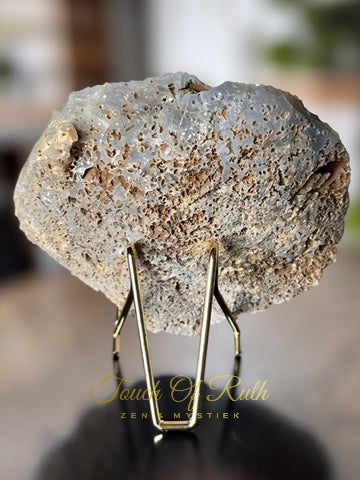 Agaat Geode met Calciet op Standaard - Druzy Kristal