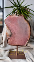 Roze Amethist Slice met Chalcedoon op Standaard