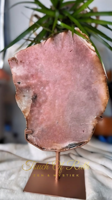 Roze Amethist/Chalcedoon Slab op Standaard
