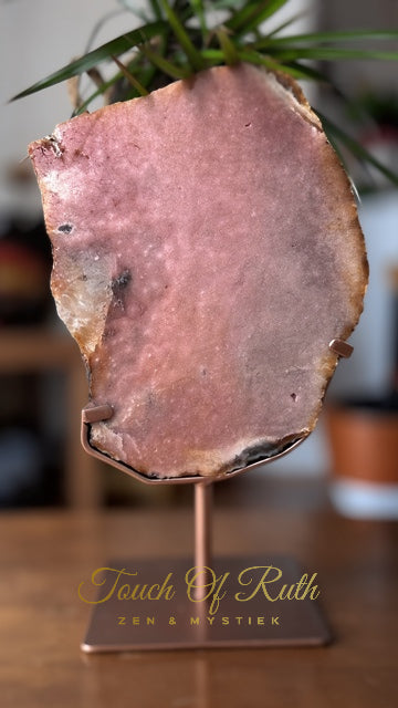 Roze Amethist/Chalcedoon Slab op Standaard