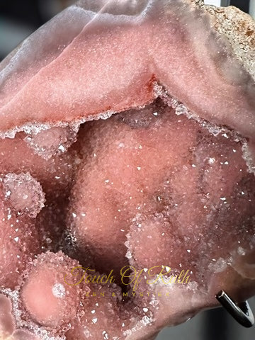 Roze Amethist Geode op Standaard - Chalcedoon Druzy Brazilië