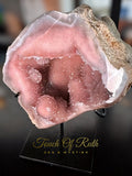 Roze Amethist Geode op Standaard - Chalcedoon Druzy Brazilië