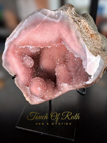 Roze Amethist Geode op Standaard - Chalcedoon Druzy Brazilië