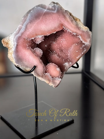 Roze Amethist Geode op Standaard - Chalcedoon Druzy Brazilië
